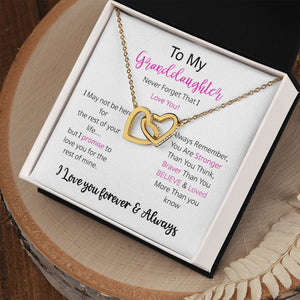Granddaughter - I Love You Forever - Interlocking Hearts Necklace