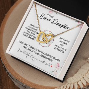 To My Bonus Daughter - Forever Love You No Matter What - Interlocking Hearts Necklace SO173T