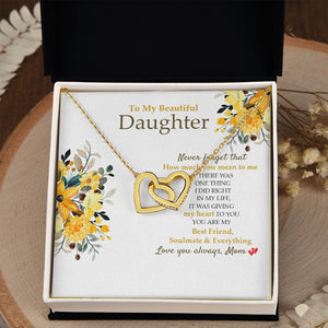 Daughter - Mom - How Much You Mean To Me - Interlocking Hearts Necklace SO190V
