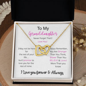 Granddaughter - I Love You Forever - Interlocking Hearts Necklace