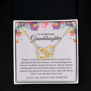 Granddaughter - I Love You Always And Forever - Interlocking Hearts Necklace