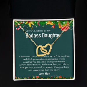 Badass Daughter - Merry Christmas - Interlocking Hearts Necklace