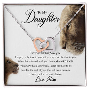 Daughter - Mom - Never Forget That I Love You - Interlocking Hearts Necklace