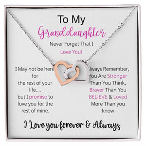 Granddaughter - I Love You Forever - Interlocking Hearts Necklace
