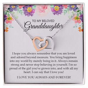 Granddaughter - I Love You Always And Forever - Interlocking Hearts Necklace