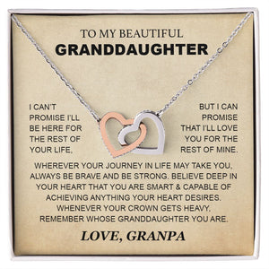 Granddaughter - Grandpa - Love You For The Rest Of Mine - Interlocking Hearts Necklace
