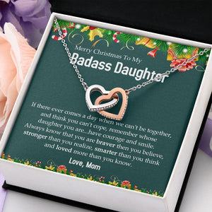 Badass Daughter - Merry Christmas - Interlocking Hearts Necklace