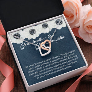 Granddaughter - Sharing Hugs And Kisses - Interlocking Hearts Necklace