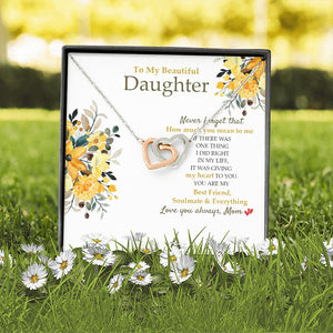 Daughter - Mom - How Much You Mean To Me - Interlocking Hearts Necklace SO190V