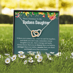 Badass Daughter - Merry Christmas - Interlocking Hearts Necklace