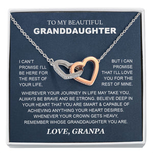 Granddaughter - Grandpa - Love You For The Rest Of Mine - Interlocking Hearts Necklace
