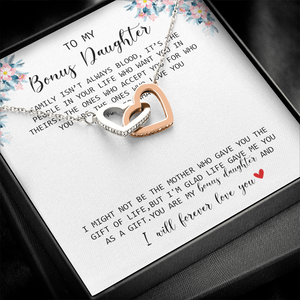 To My Bonus Daughter - I Forever Love You - Interlocking Hearts Necklace SO170V