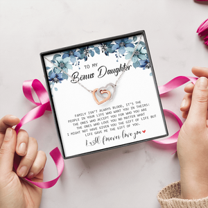 To My Bonus Daughter - I Will Forever Love You - Interlocking Hearts Necklace SO155T