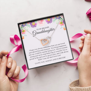 Granddaughter - I Love You Always And Forever - Interlocking Hearts Necklace