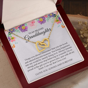 Granddaughter - I Love You Always And Forever - Interlocking Hearts Necklace