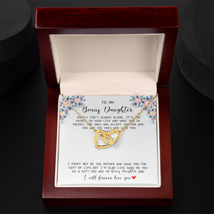 To My Bonus Daughter - I Forever Love You - Interlocking Hearts Necklace SO170V