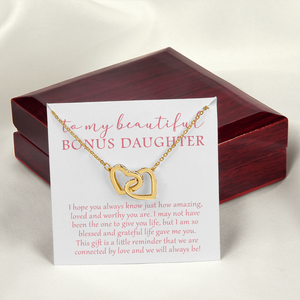 To My Beautiful Bonus Daughter - We Will Always Be - Interlocking Hearts Necklace SO174V
