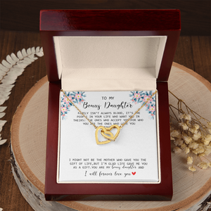 To My Bonus Daughter - I Forever Love You - Interlocking Hearts Necklace SO170V