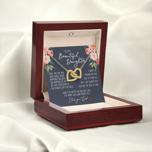 Daughter - Dad - My Heart Will Walk Beside You - Interlocking Hearts Necklace