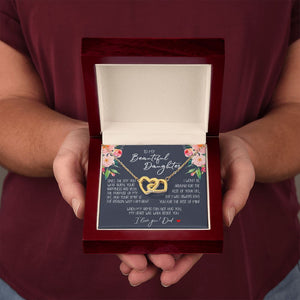 Daughter - Dad - My Heart Will Walk Beside You - Interlocking Hearts Necklace