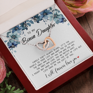 To My Bonus Daughter - I Will Forever Love You - Interlocking Hearts Necklace SO155T