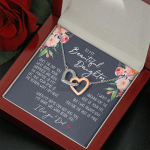 Daughter - Dad - My Heart Will Walk Beside You - Interlocking Hearts Necklace