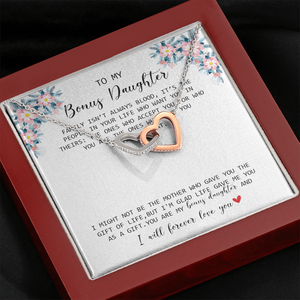To My Bonus Daughter - I Forever Love You - Interlocking Hearts Necklace SO170V