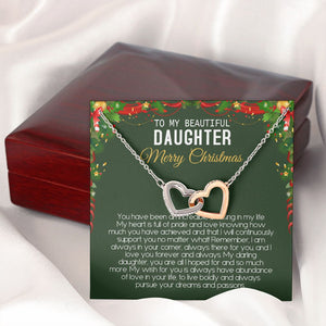 Beautiful Daughter - Merry Christmas - Love You Forever And Always - Interlocking Hearts Necklace