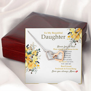 Daughter - Mom - How Much You Mean To Me - Interlocking Hearts Necklace SO190V