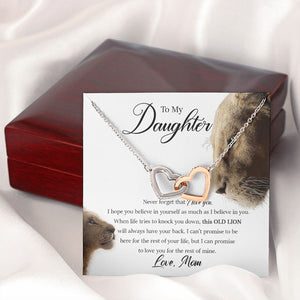 Daughter - Mom - Never Forget That I Love You - Interlocking Hearts Necklace