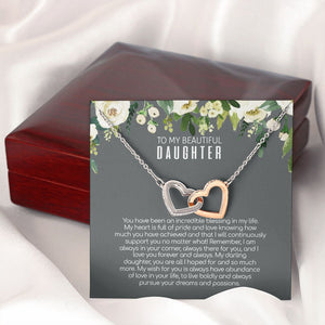 Daughter - Love You Forever And Always - Interlocking Hearts Necklace