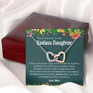 Badass Daughter - Merry Christmas - Interlocking Hearts Necklace