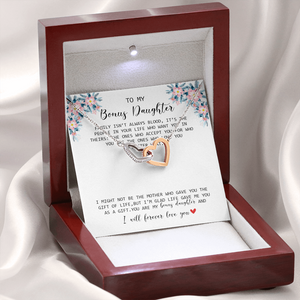 To My Bonus Daughter - I Forever Love You - Interlocking Hearts Necklace SO170V