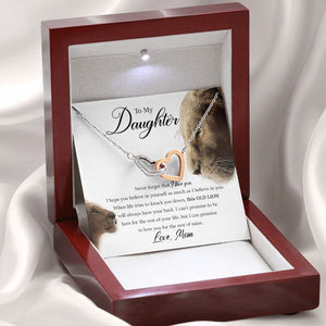 Daughter - Mom - Never Forget That I Love You - Interlocking Hearts Necklace