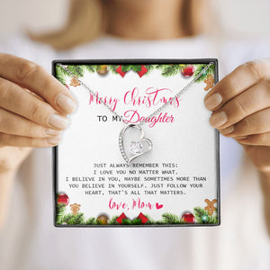 Daughter Mom - Merry Christmas - Forever Love Necklace
