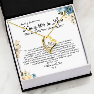 Daughter In Law - Mom And Dad - On Your Wedding Day - Forever Love Necklace
