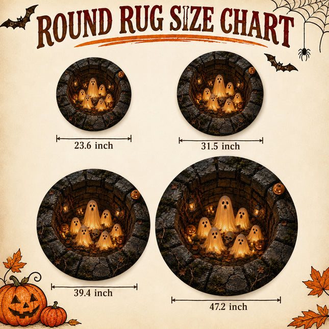 Halloween Ghost Pit Round Rug Spooky Pumpkin Skull Doormat