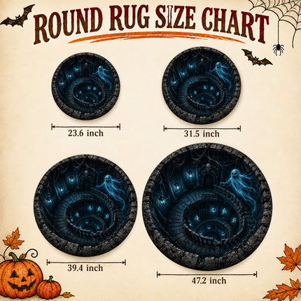 Halloween Round Rug Haunted Ghost Dungeon 3D Illusion Doormat