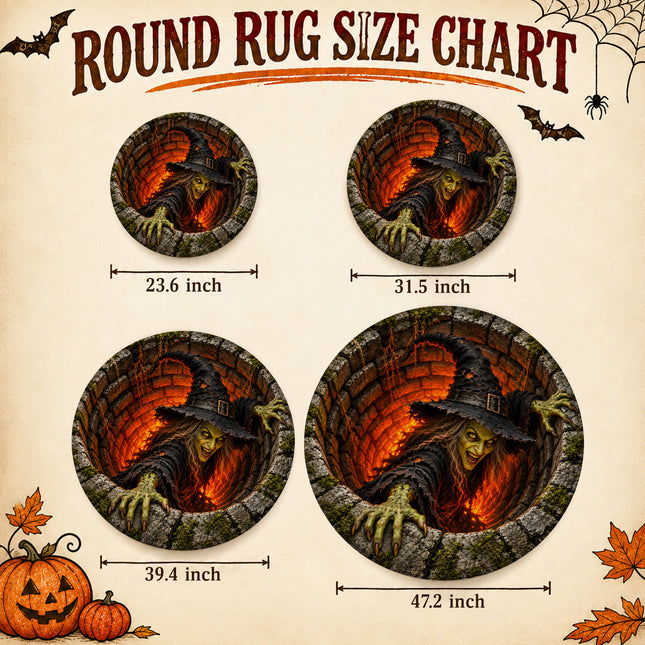 Halloween Evil Witch Well Round Rug Scary 3D Doormat