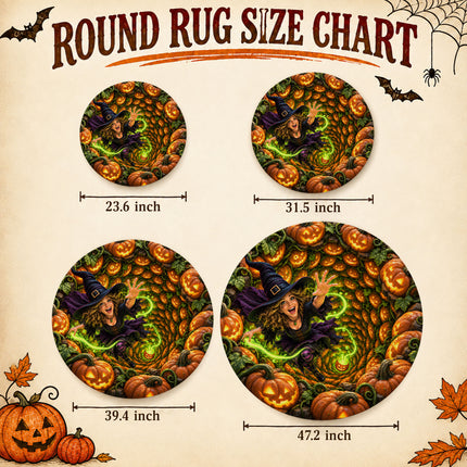 Halloween Witch Pumpkin Portal Round Rug Doormat