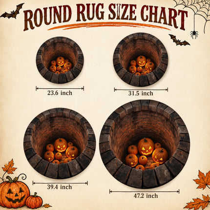 Halloween Round Rug Jack O Lantern Pumpkin Well Doormat