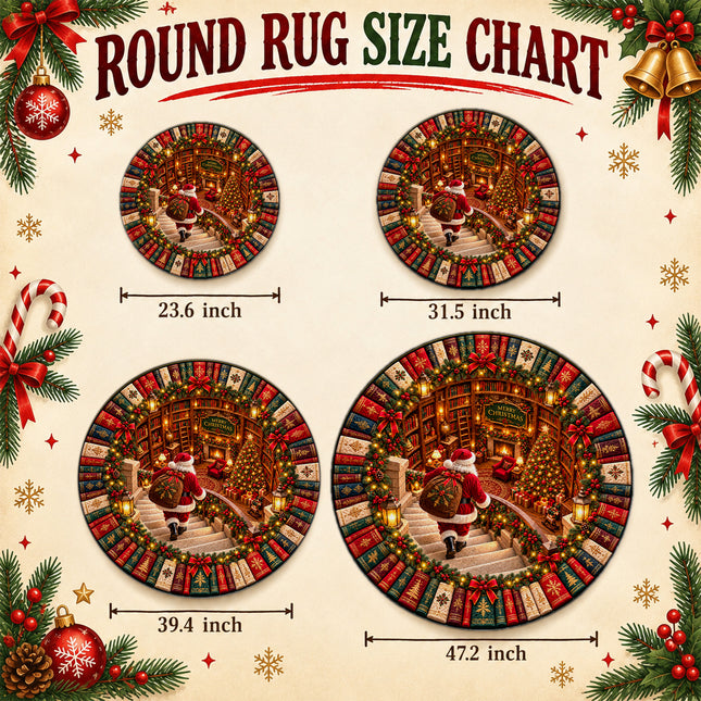 Christmas Round Doormat with Santa Storybook Library