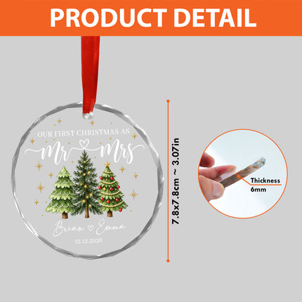 Personalized First Christmas Together Three Festive Trees Couple Glass Ornament