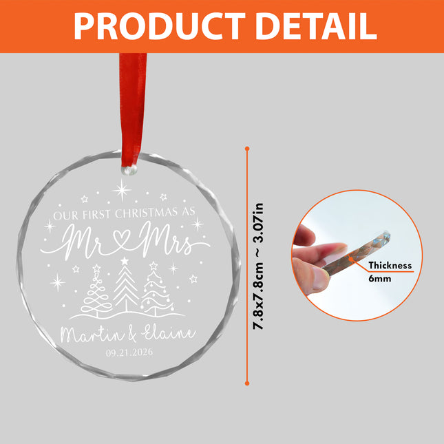 Personalized First Christmas Together Minimalist Christmas Trees Couple Glass Ornament