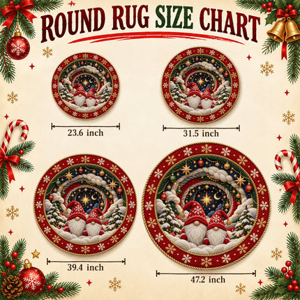 Christmas Round Doormat with Cozy Gnome Star Scene