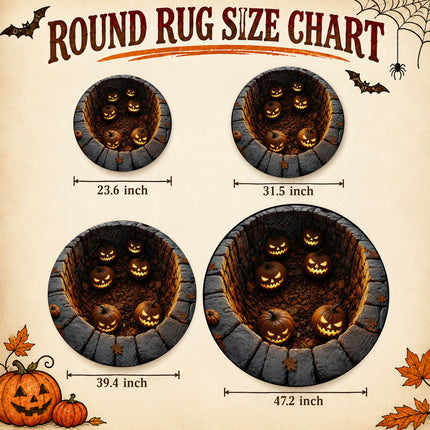 Halloween Round Rug Jack O Lantern Pumpkin Pit Doormat