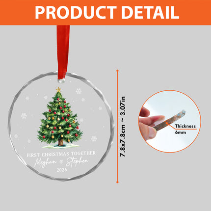 Personalized First Christmas Together Christmas Tree Couple Glass Ornament