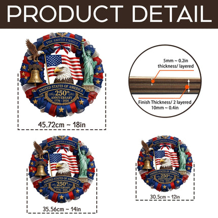 Patriotic 250th Anniversary Custom Wooden Sign WOS1 - Charming Present