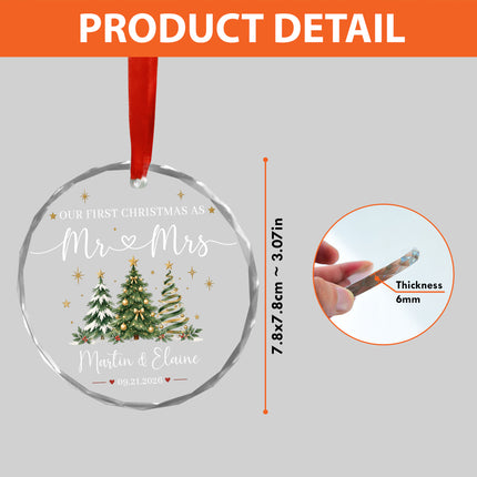 Personalized First Christmas Together Three Christmas Trees Couple Glass Ornament