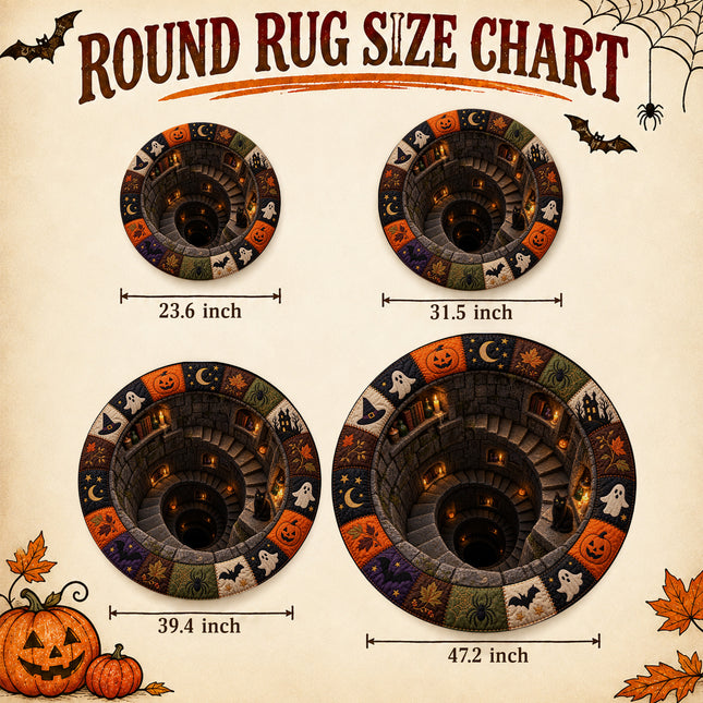 Halloween Round Rug Haunted Spiral Staircase Doormat